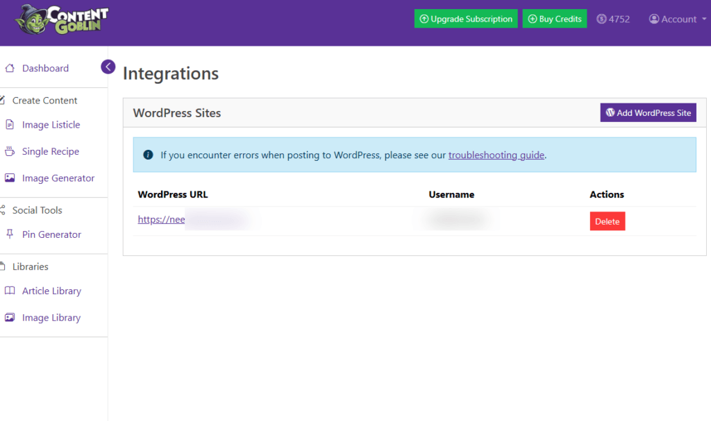 integrations at content goblin